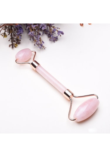 Pembe Kuvars Jade Roller Çift Taraflı Yüz Masaj Aleti