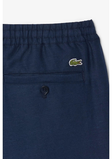 Lacoste Mens Reguler Fit Linen Blend Shorts Erkek Keten Şort Lacivert