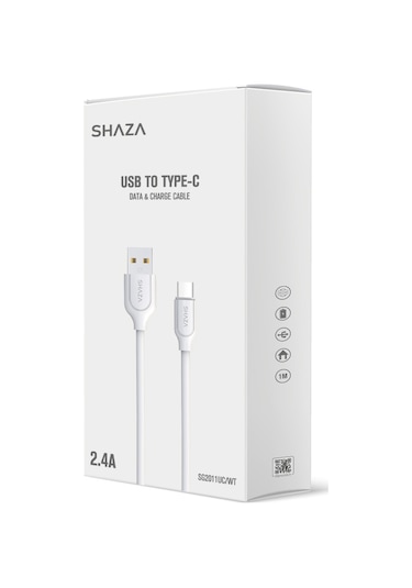 Shaza Usb -type C 1m 2.4a Destekli Şarj Ve Data Kablosu Sg2003uc/wt
