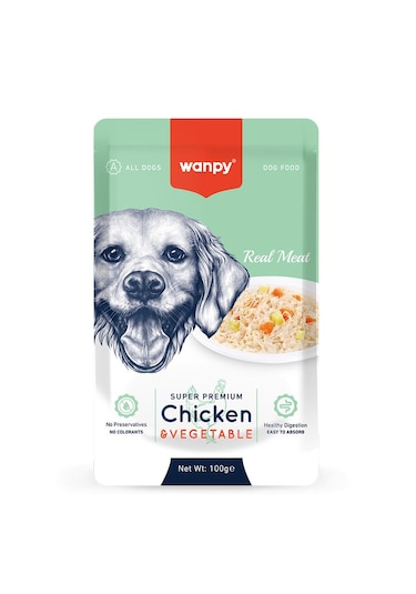 Wanpy Pouch Tavuk Sebze Yaş Köpek Maması 100 G