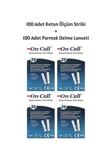 On Call GK Dual Keton Ölçüm Stribi 100 Test + 100 Adet Lanset