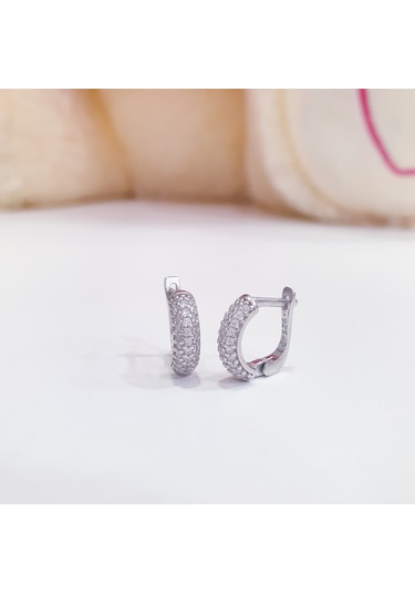 925 Ayar Gümüş Beyaz Taşlı Gümüş Çocuk Küpe