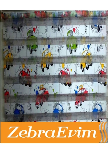 Arabalı Zebra Stor Çocuk Perde