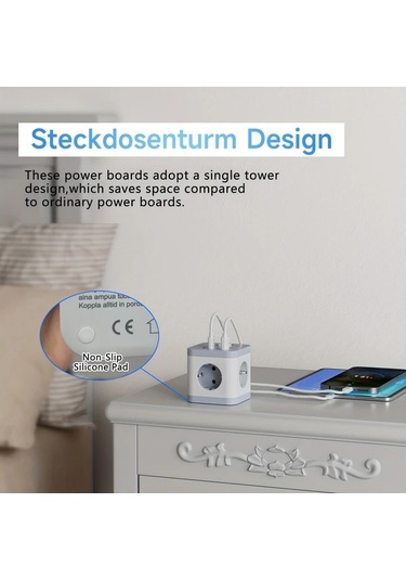 Honeybeeshop Lıpwel 3680w Maksimum Güç Kaynağı Küpü Usb Hızlı Şarj 17w Çıkış 16a 3680w Kapasite 3 Metre Beyaz Seyahat Adaptörü