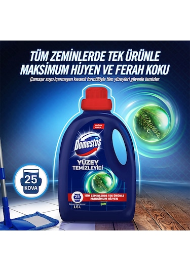 Domestos Çamaşır Suyu Dağ Esintisi 3 x 750 ML + Domestos Çam Yüzey Temizleyici 1500 ML