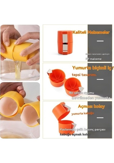 Ulzyvf Yumurta Kabuğu Açacağı, Taşınabilir Çiğ Yumurta Kırma Aleti 2025 Yeni Model Sarı Sarı