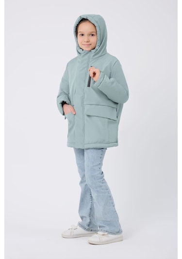 Freemen Kız Çocuk Mint Yeşil Kürklü Su Ve Rüzgar Geçirmez Kapüşonlu 3 Kışlık Mont Mint Yeşil Mint