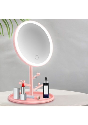 Vkemall Makyaj Aynası Yuvarlak Şekilli Lamba 3 Vites Ayarlı Şarj Edilebilir Masaüstü Ayn
