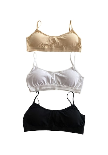 Underwear Bodyway 3'lü Ip Askılı Petli Kadın Büstiyer Beyaz - Ten Rengi - Siyah