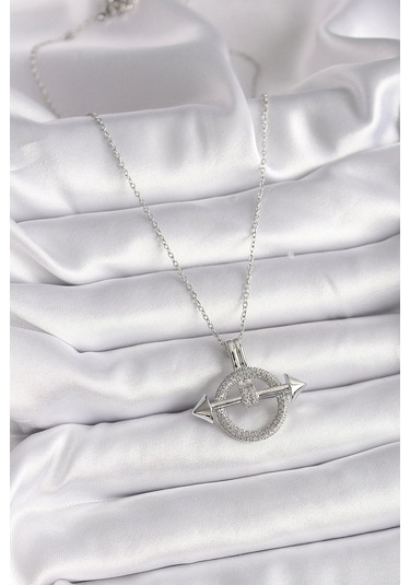 316l Çelik Gümüş Renk Zincir Zirkon Taşlı Halka Model Kadın Kolye Çok Renkli