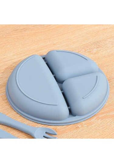 Moveevo Bebekler İçin Silikon Yemek Tabağı - Taşınabilir Çocuk Besteği, Silikon Kaşık Ve Çatal Dahil, Gri Gri