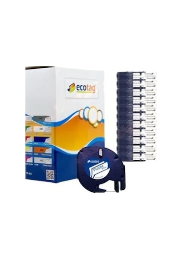 Dymo Ecotag Letratag Plastik Şerit Etiket Beyaz Muadil 10'lu Pake