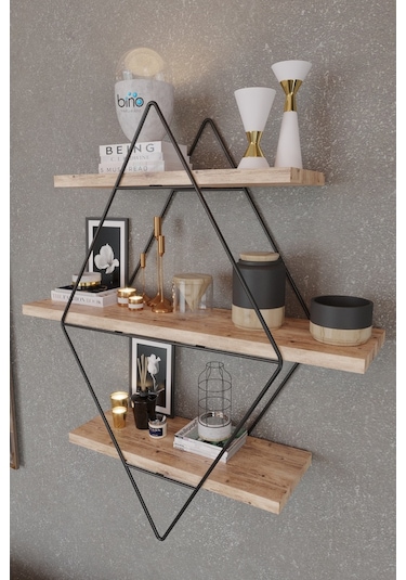 Bino Black Büyük Boy Prizma Duvar Mutfak Banyo Rafı Kitaplık