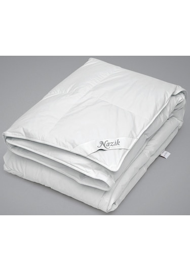 Nazik Home Kaz Tüyü Yorgan Renkli Biyeli %5 Kaz Gıdık %95 Kaz Sır Beyaz