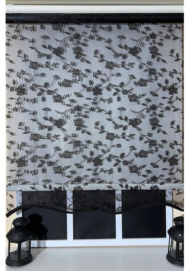 Storburada Çift Mekanizmalı Siyah Tül Perde Ve Ekru Stor Perde Stb45248-v112 Siyah