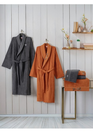 Cotton Box Folk Art Aile Bornoz Seti Dalila Tarçın-antrasit Diğer