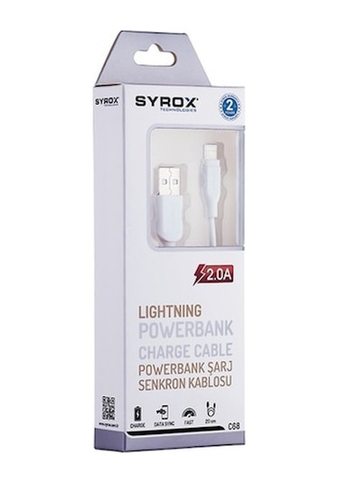 Syrox Lightning Apple iPhone Uyumlu Hızlı Şarj Ve Data Kablosu Syrox Ürünü