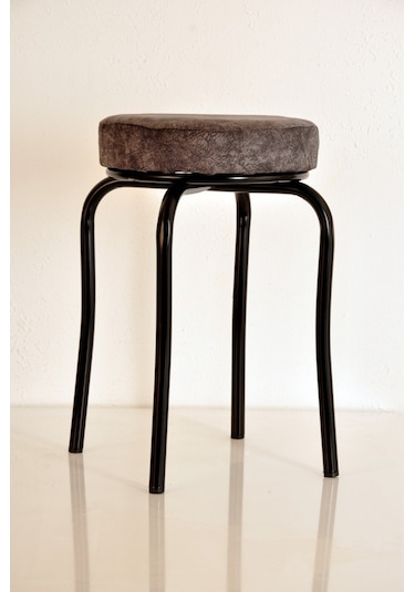 10 Adet Gri Silinebilir Kumaş Siyah Profil Ahtapot Tabure