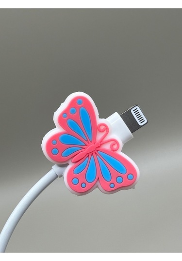 Kelebek Temalı Sevimli Figürlü Ve Dayanıklı Silikon Kablo Koruyucu İthalatçı Garantili Belirtilmemiş