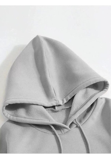 Erkek Düz Kapüşonlu Sweat - Boyalı Gri Boyalı Gri