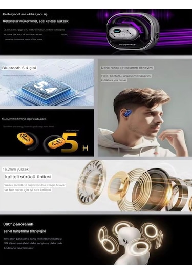 Deanb FB016 Bluetooth 5.4 Ows Open Hair Wireless Kablosuz Kulak İçi Kulaklık