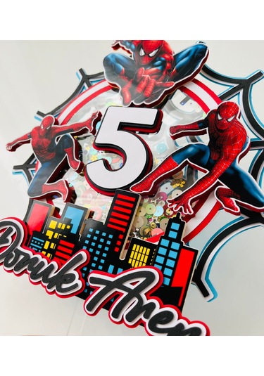 Örümcek Adam Temalı İsme Özel Erkek Çocuk Doğum Günü Pasta Süsü