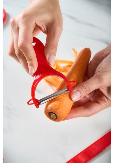 Karaca Sharp 6 Parça Kesme Tahtalı, Makaslı Bıçak Seti Kırmızı Kırmızı