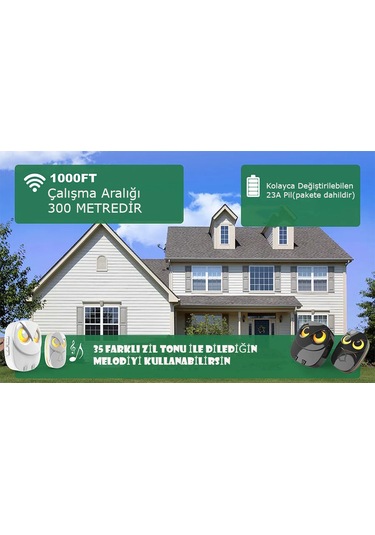 Monozone Beyaz Lüx 1 Buton 1 Alıcı Kablosuz Kapı Zili Baykuş