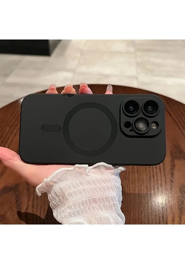 Fochsia iPhone Uyumlu 12 Pro Manyetik Mat Lüks Metalik Soft Cep Telefonu Kılıfı Kamera Koruma