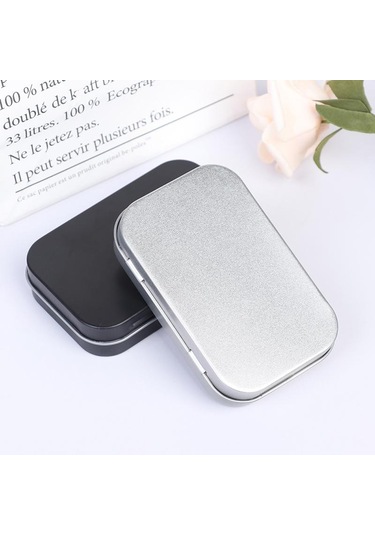 Hayatta Kalma Kiti Teneke Küçük Boş Metal Teneke Kapaklı Saklama Kutusu Kasa Düzenleyici Para Madeni Para Şeker Anahtar Siyah