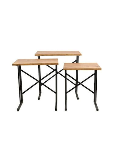 Ceramical Metal Ayaklı Eco X Zigon Sehpa - Atlantik Çam - 54x35x53 Cm Atlantik Çam