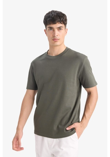 Defacto Regular Fit Bisiklet Yaka Kısa Kollu Tişört E7961ax25aukh444 Haki