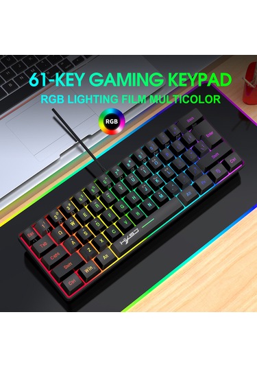 Wezone Oyun Klavye Ve Fare Seti - 61 Tuşlu Ultra Kompakt, Rgb Işık Efektleri, 7200 Dpı Ayarlı, Makro Programlama, Ergonomik Tasarım Diğer