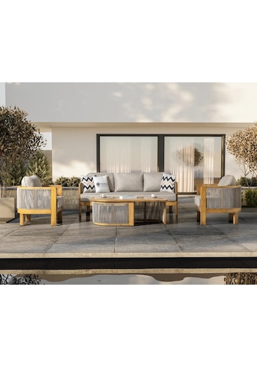 Ares Wood Bahçe Balkon Oturma Grubu Ahşap