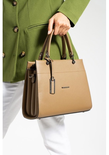 Kadın Omuz Çantası 30 25 Cm Kutu Model Çapraz Askılı Postacı Çanta Mega Çanta Business Kol Çantası Vizon