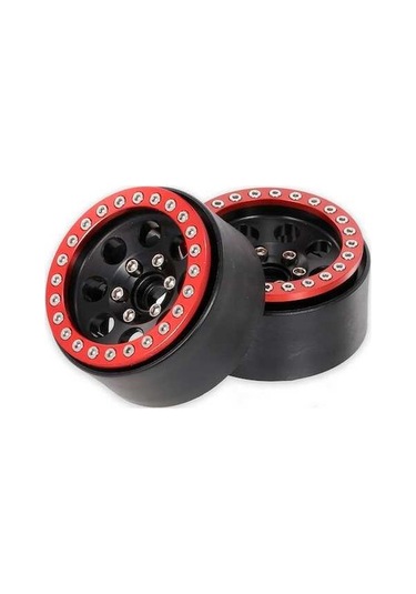 Besthome1 1/10 Rc Tırmanma Aracı İçin 55mm Metal Jant - 8 Delikli Siyah Kırmızı