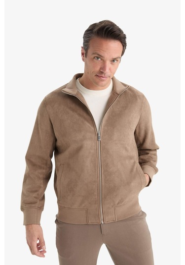 Defacto Slim Fit Dar Kesim Dik Yaka Fermuarlı Süet Mont D1524ax25aubn267 Kahve