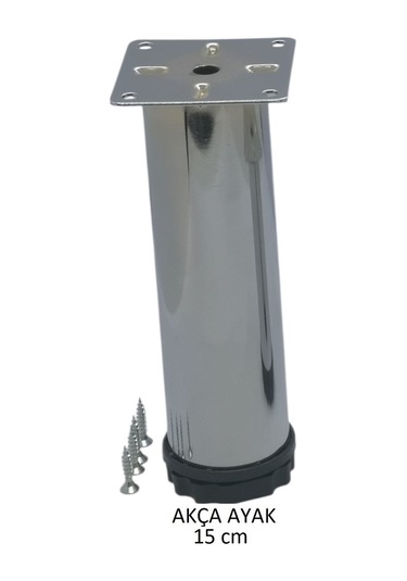 Akça Ayak, Baza, Yatak, Koltuk, Kanepe, Masa, Puf, Sehpa Tv Ünitesi Ayarlanabilir Metal Ayak 15 Cm Krom