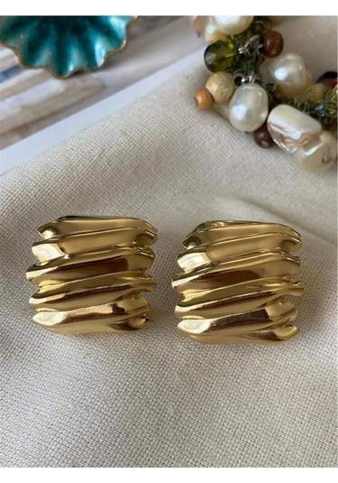 Çelik Gofre Küpe Çok Renkli