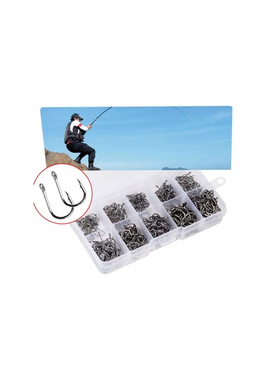 Moveevo 500 Adet Siyah/gold Metal Balık İğnesi Seti - 3-12 Numara 3-7:60 Adet, 8-12:40 Adet - Kaliteli Plastik Kutuda