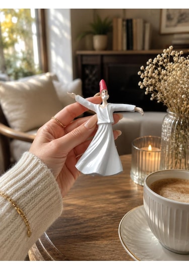 Semazen Biblo Dekoratif Obje Beyaz Mini Masa Üstü Süs Biblosu