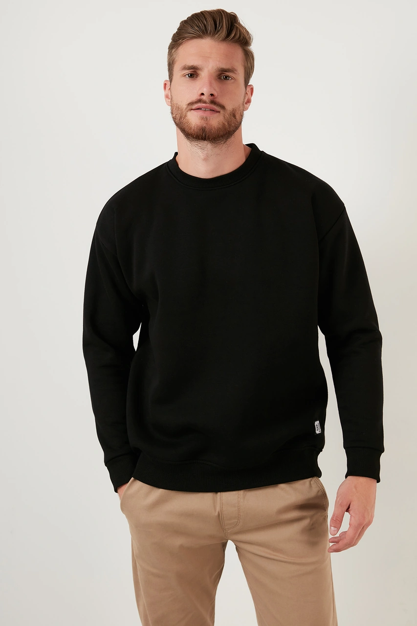 Buratti Regular Fit Bisiklet Yaka Şardonlu 2'Li Paket Erkek Sweat 5905255S2 Siyah-Indigo