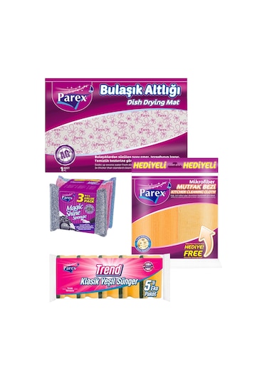 Magic Shine Sünger Klasik Sünger Bulaşık Altlığı Ve Mutfak Bezi Paketi