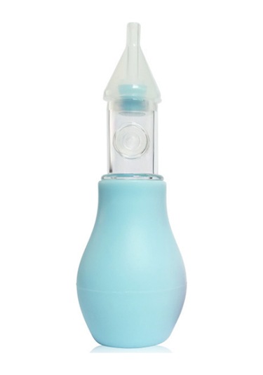 Yaozixa Mavi Yumuşak Materyal Bebek Burun Aspiratörü - Ters Akış Engeli, El Basma Tipi Burun Temizleyici