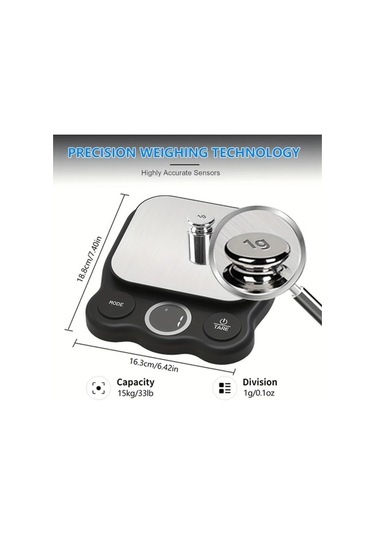 Fastbuy Challenger Siyah Hassas Dijital Gıda Terazisi, Mutfak İçin Lcd Ekranlı, Yemek Pişirme Siyah