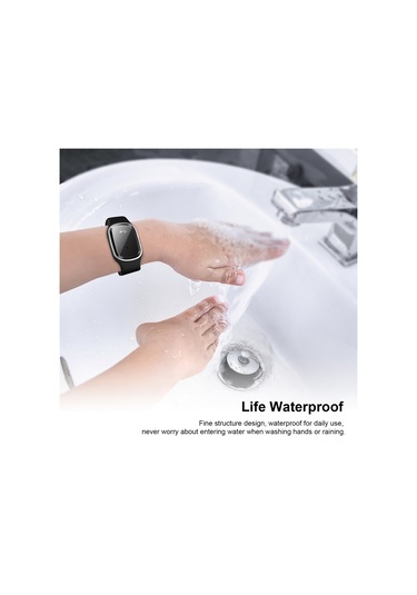 Geekyou M1 Siyah Sayısal Göstergesiz Ultrasonik Pestisit-free Sünger Bileklik, Çocuklar İçin Dışarıda Taşınabilir Batarya İle Çalışan Kovucu Cihaz