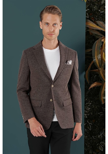 C 653 Slim Fit Kahve Spor Ceket Kahverengi