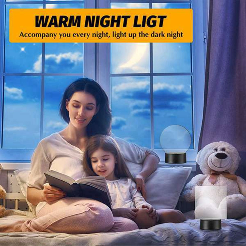 Xurunkeji 10'lu Paket 3d Gece Led Işıklı Lamba Tabanı + Uzaktan Kumanda + Usb Kablosu, Akrilik İçin 16 Renk Işık Gösterisi Ekran Standı Siyah + Beyaz