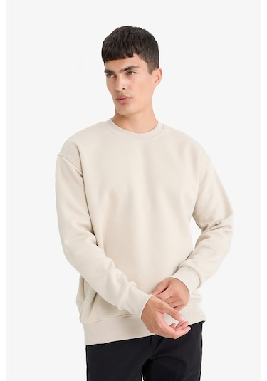 Defacto Relax Fit Bisiklet Yaka Kalın Basic Düz Sweatshirt T5139az25aubg735 Bej Defacto Relax Fit Bisiklet Yaka Kalın Basic Düz Sweatshirt T5139az25aubg735 Bej