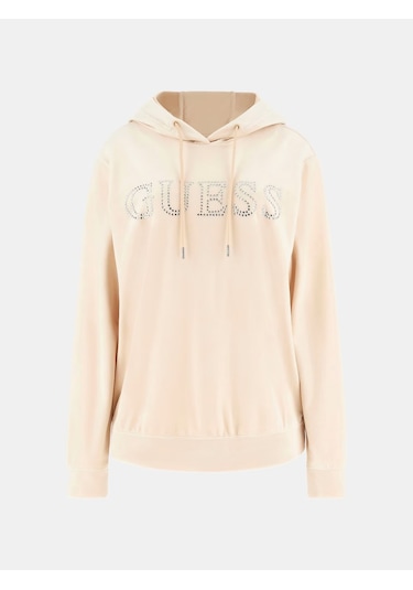Guess Yapay Elmas Taşlı Logolu Kadın Sweatshirt V4rq25k0232 Bej